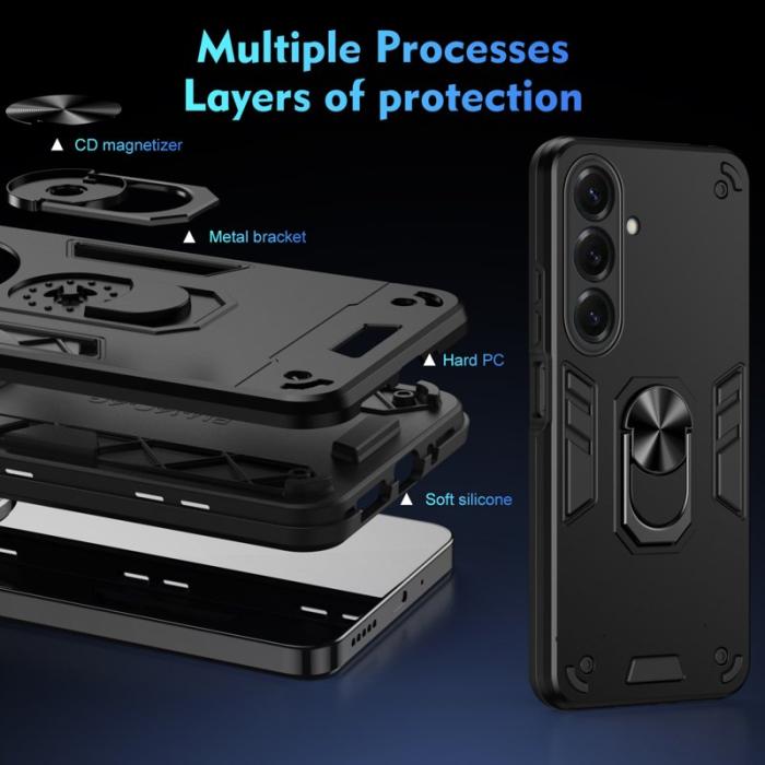 OEM - Mobilskal för Samsung Galaxy S26 PC + TPU Stötsäker med Ring - Svart