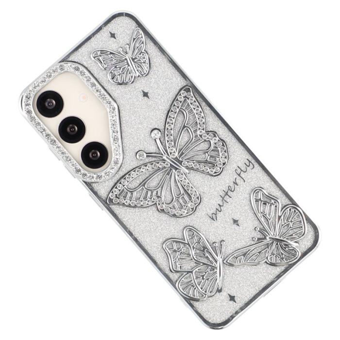 OEM - Mobilskal för Samsung Galaxy S26 Plus 3D Fjäril TPU - Silver