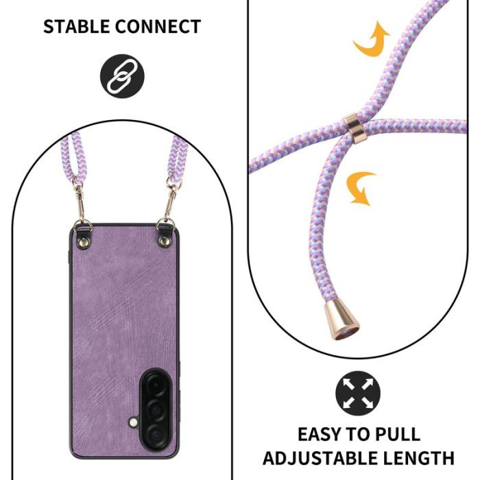 OEM - Mobilskal för Samsung Galaxy S26 Plus Konstläder Justerbar rem - Lila
