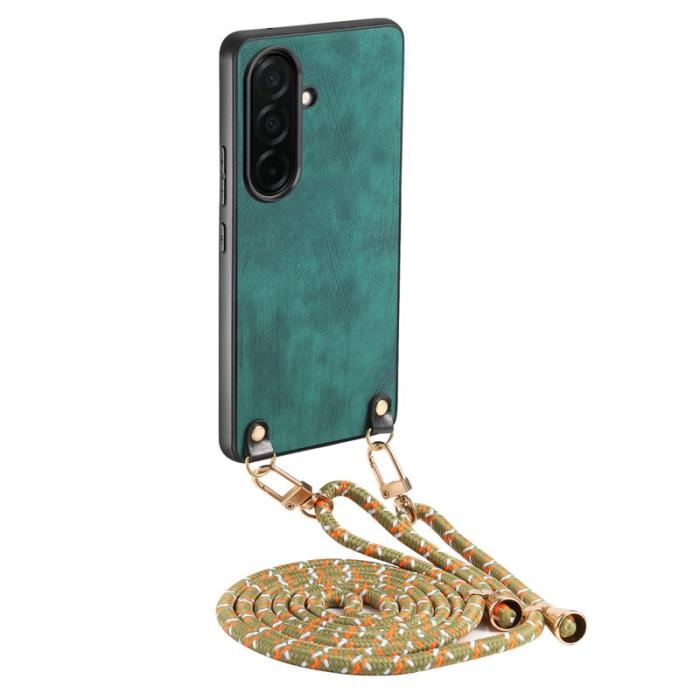 OEM - Mobilskal för Samsung Galaxy S26 Plus Konstläder med rem - Grön