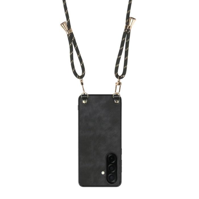 OEM - Mobilskal för Samsung Galaxy S26 Plus Konstläder med rem - Svart