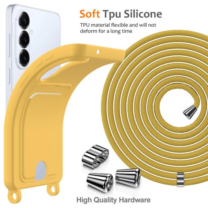 OEM - Mobilskal för Samsung Galaxy S26 Plus Flytande silikon Kortfack - Gul