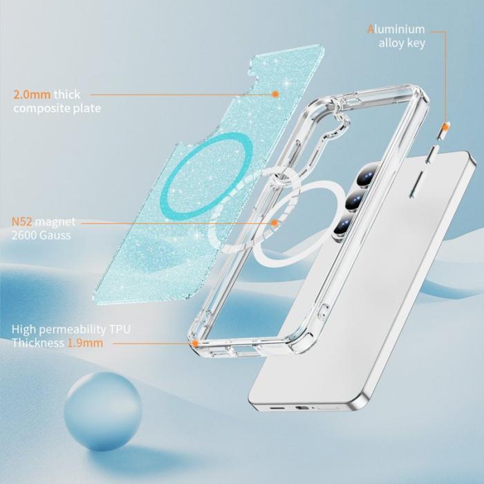 OEM - Mobilskal för Samsung Galaxy S26 Plus Glitter Magnetiskt PC + TPU - Blå