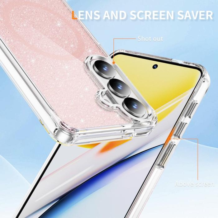 OEM - Mobilskal för Samsung Galaxy S26 Plus Glitter Magnetiskt PC + TPU - Rosa