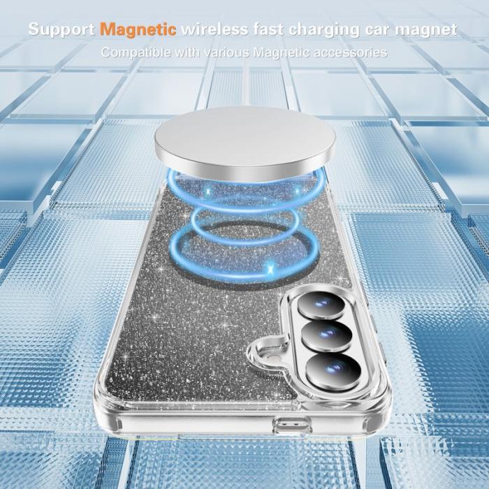 OEM - Mobilskal för Samsung Galaxy S26 Plus Glitter Magnetiskt PC + TPU - Svart