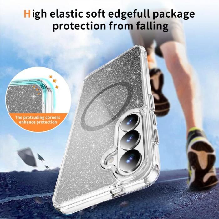 OEM - Mobilskal för Samsung Galaxy S26 Plus Glitter Magnetiskt PC + TPU - Svart