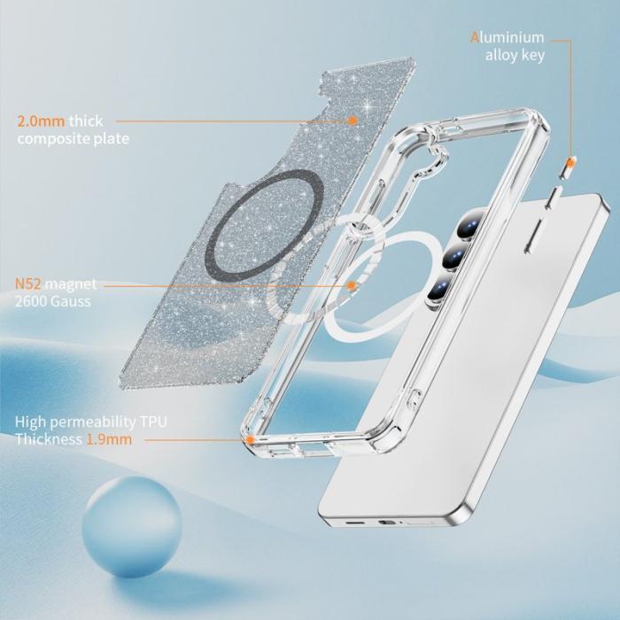 OEM - Mobilskal för Samsung Galaxy S26 Plus Glitter Magnetiskt PC + TPU - Svart