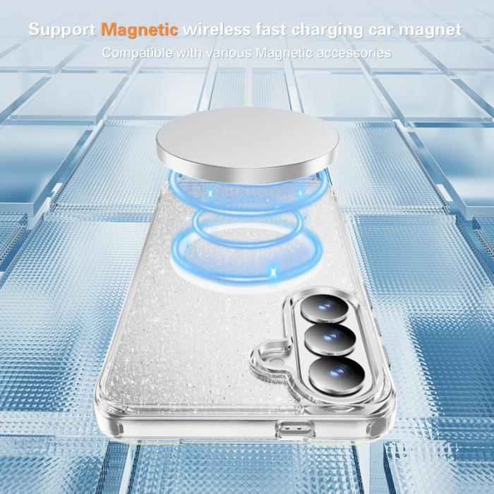 OEM - Mobilskal för Samsung Galaxy S26 Plus Glitter Magnetiskt PC + TPU - Vit