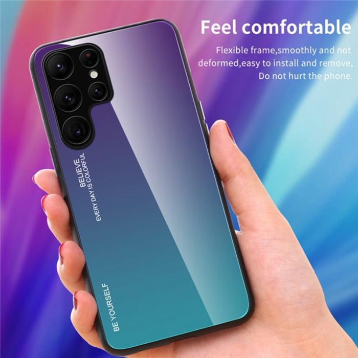 OEM - Mobilskal för Samsung Galaxy S26 Plus Gradient Tempererat Glas + TPU - Cyan