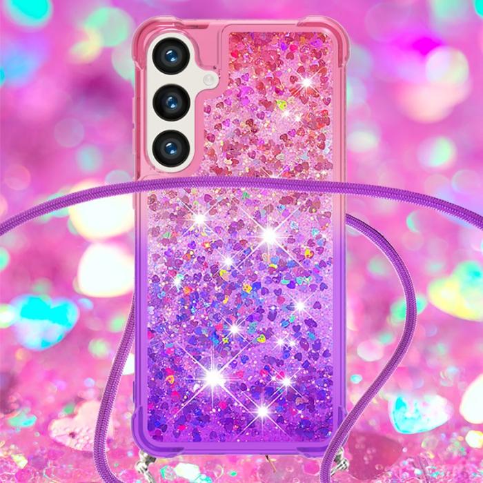 OEM - Mobilskal för Samsung Galaxy S26 Plus Gradient TPU med rem - Rosa/Lila