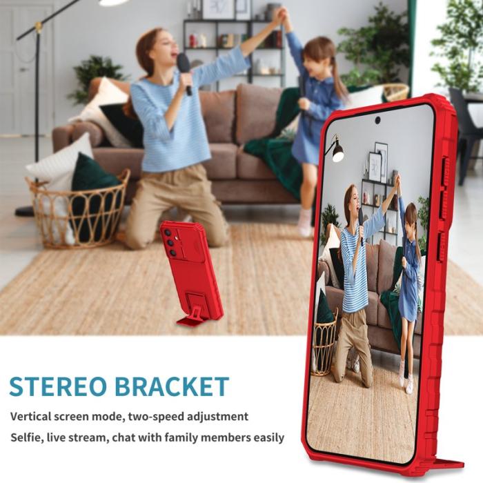 OEM - Mobilskal för Samsung Galaxy S26 Plus Kamera Skydd PC + TPU - Röd