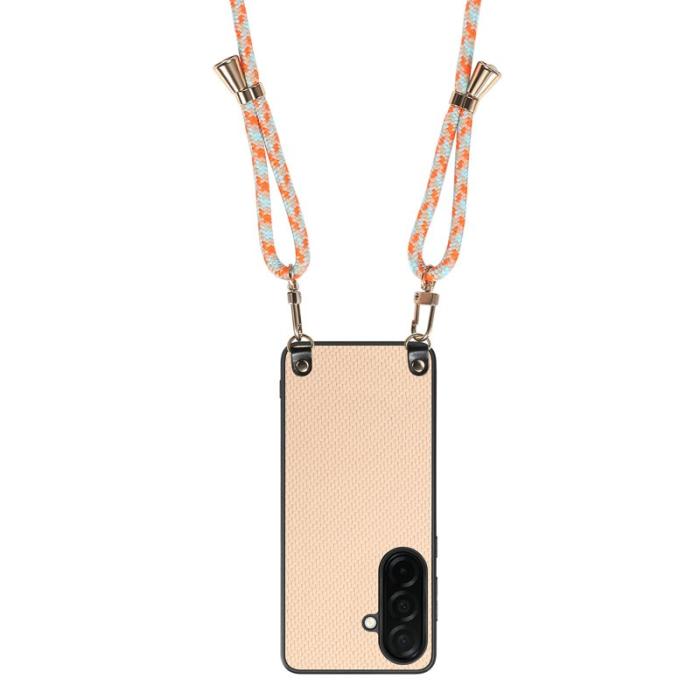 OEM - Mobilskal för Samsung Galaxy S26 Plus Kolfiber Hybrid med Rem - Aprikos