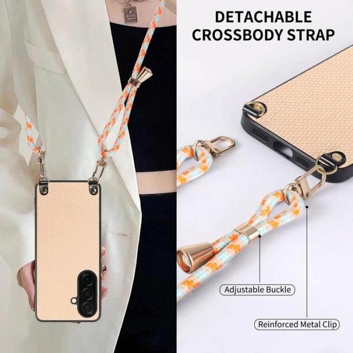 OEM - Mobilskal för Samsung Galaxy S26 Plus Kolfiber Hybrid med Rem - Aprikos