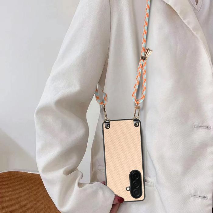 OEM - Mobilskal för Samsung Galaxy S26 Plus Kolfiber Hybrid med Rem - Aprikos