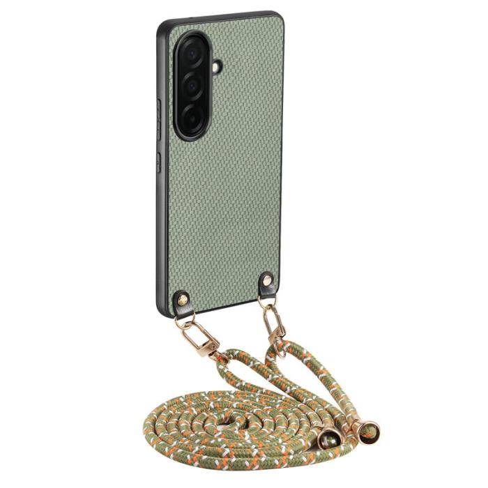 OEM - Mobilskal för Samsung Galaxy S26 Plus Kolfiber Hybrid med Rem - Grön