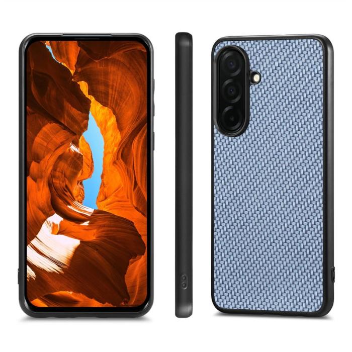 OEM - Mobilskal för Samsung Galaxy S26 Plus Kolfiber Konstläder + TPU - Blå