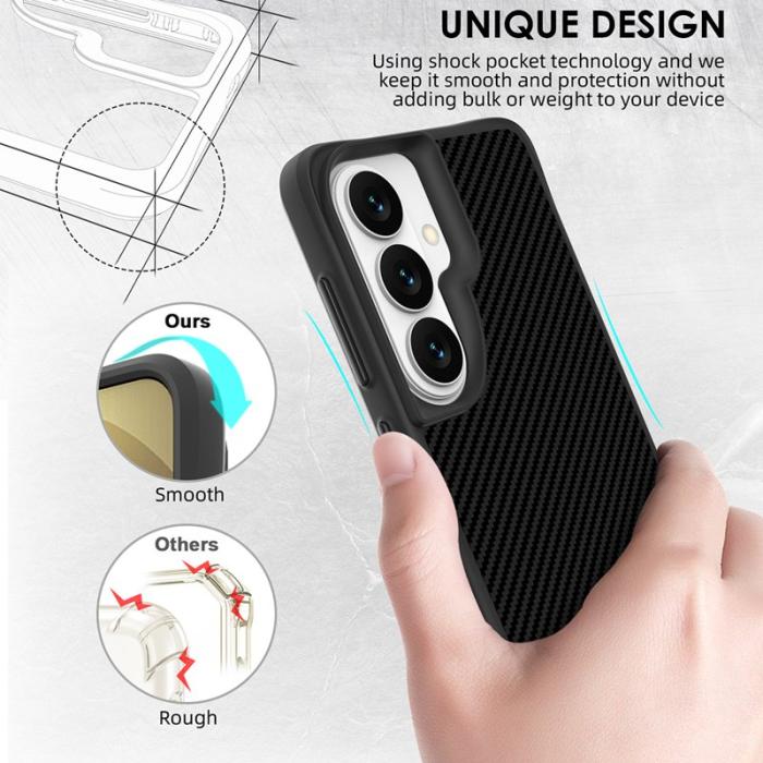 OEM - Mobilskal för Samsung Galaxy S26 Plus Kolfiber Shockproof TPU + PC - Svart