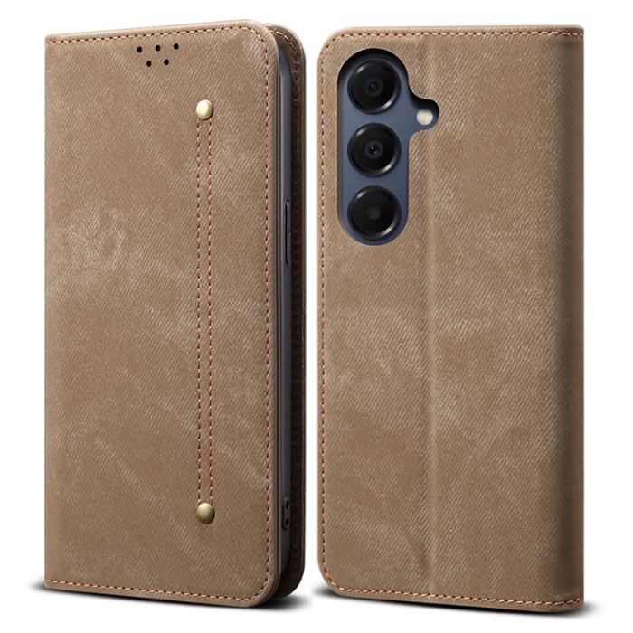 OEM - Mobilskal för Samsung Galaxy S26 Plus Konstläder Stativ - Khaki