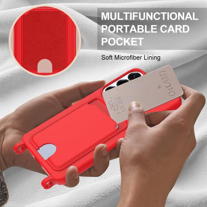 OEM - Mobilskal för Samsung Galaxy S26 Plus Liquid Silicone med kortfack - Röd