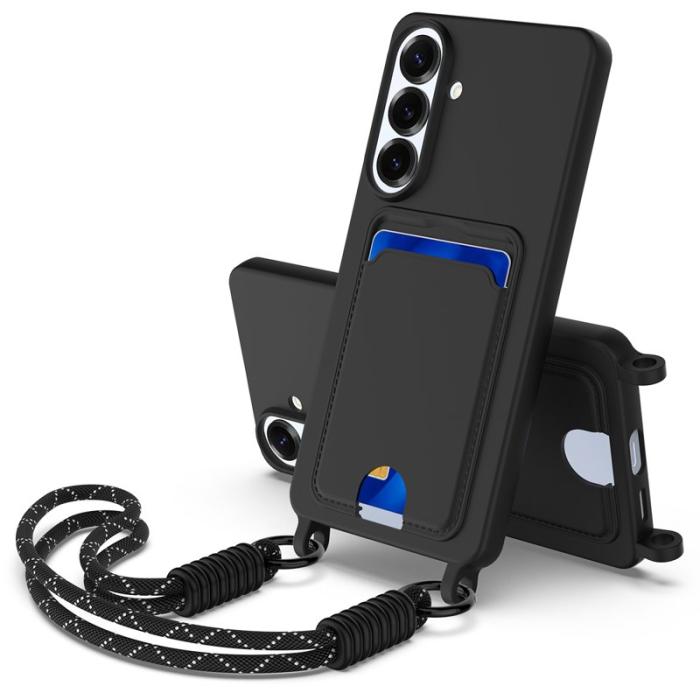 OEM - Mobilskal för Samsung Galaxy S26 Plus Liquid Silicone med kortfack - Svart