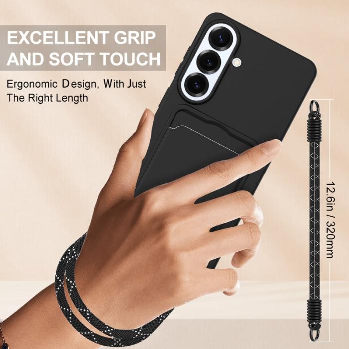 OEM - Mobilskal för Samsung Galaxy S26 Plus Liquid Silicone med kortfack - Svart