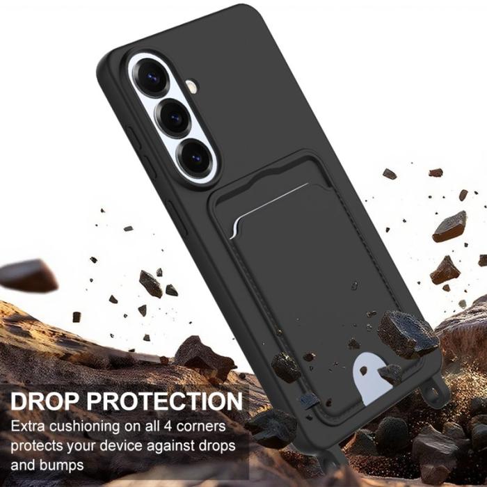 OEM - Mobilskal för Samsung Galaxy S26 Plus Liquid Silicone med kortfack - Svart