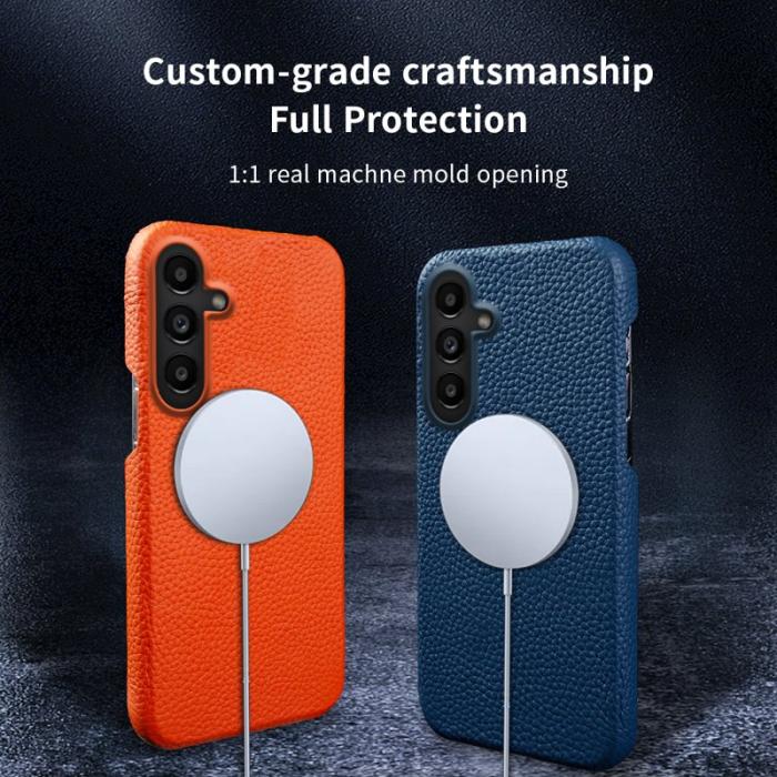 OEM - Mobilskal för Samsung Galaxy S26 Plus Magnetiskt Äkta läder + PC - Mintgrön