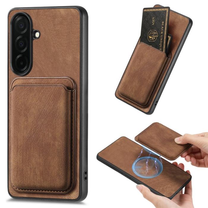 OEM - Mobilskal för Samsung Galaxy S26 Plus Magnetiskt Konstläder + TPU - Brun