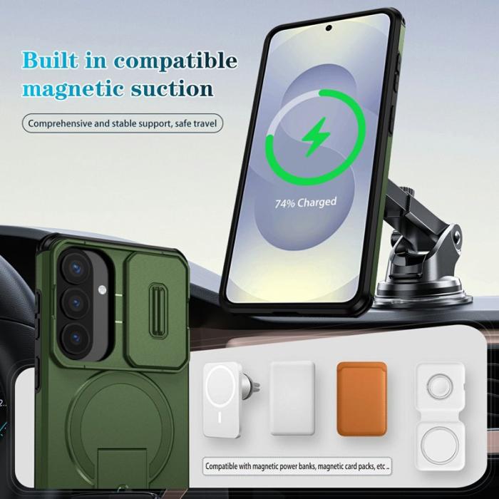 OEM - Mobilskal för Samsung Galaxy S26 Plus Magnetiskt Kickstand - Grön