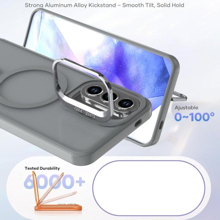 WANLONFENG - WANLONFENG Mobilskal för Samsung Galaxy S26 Plus Magnetiskt Kickstand Plast Grå