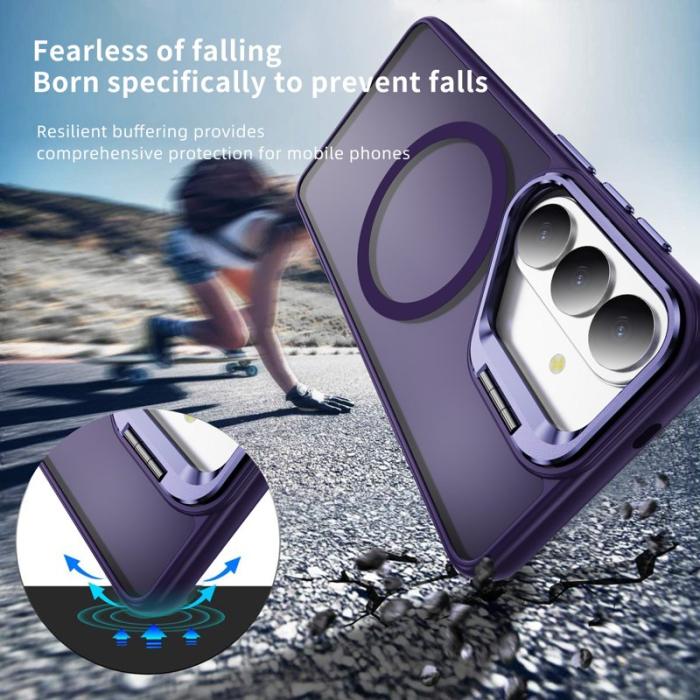 OEM - Mobilskal för Samsung Galaxy S26 Plus Magnetiskt Kickstand PC + TPU - Mörklila