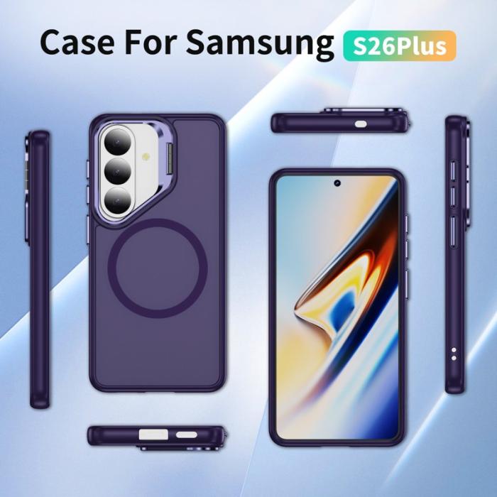 OEM - Mobilskal för Samsung Galaxy S26 Plus Magnetiskt Kickstand PC + TPU - Mörklila