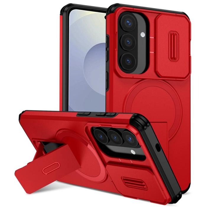 OEM - Mobilskal för Samsung Galaxy S26 Plus Magnetiskt Kickstand PC + TPU - Röd