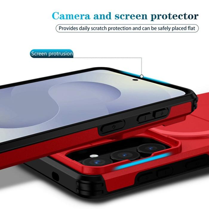 OEM - Mobilskal för Samsung Galaxy S26 Plus Magnetiskt Kickstand PC + TPU - Röd