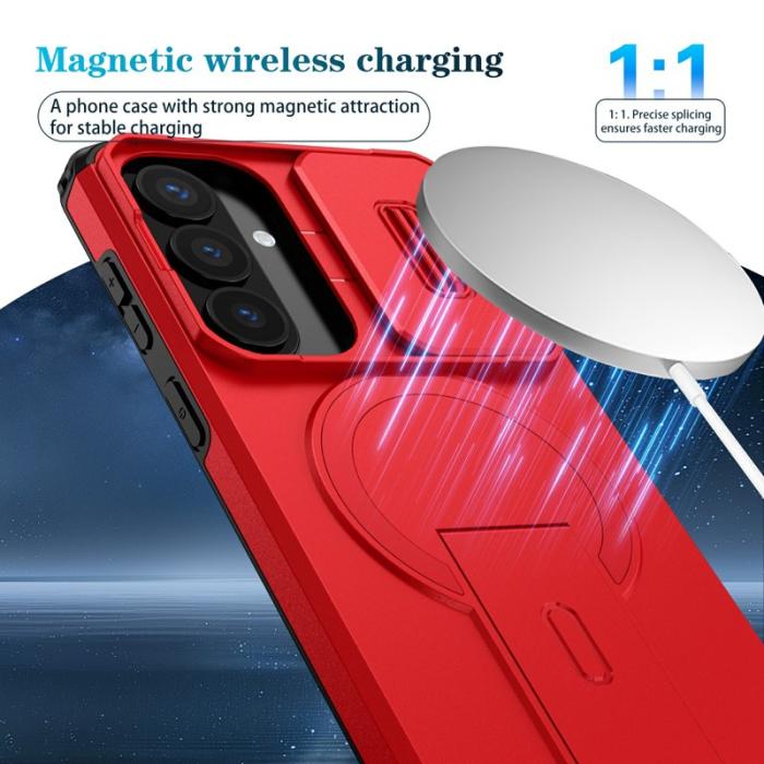 OEM - Mobilskal för Samsung Galaxy S26 Plus Magnetiskt Kickstand PC + TPU - Röd