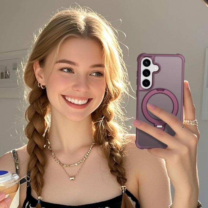 OEM - Mobilskal för Samsung Galaxy S26 Plus Magnetiskt Kickstand TPU - Vinröd