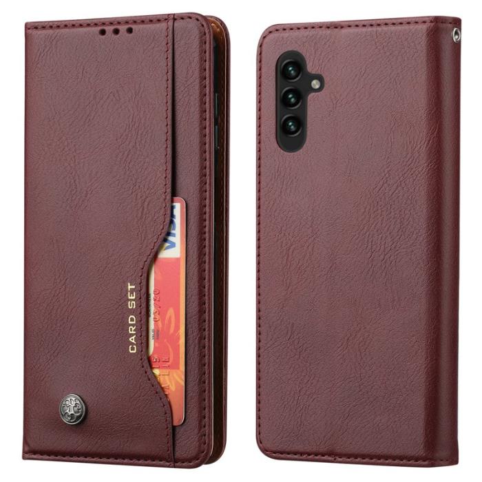 OEM - Mobilskal för Samsung Galaxy S26 Plus Magnetiskt Konstläder Ställ - Vinröd