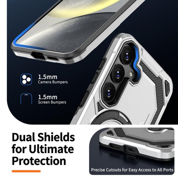 OEM - Mobilskal för Samsung Galaxy S26 Plus Magnetiskt Ring Kickstand PC + TPU - Grå