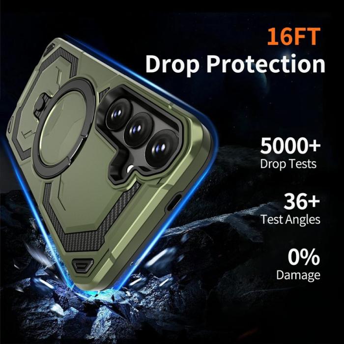 OEM - Mobilskal för Samsung Galaxy S26 Plus Magnetiskt Ring Kickstand PC + TPU - Grön