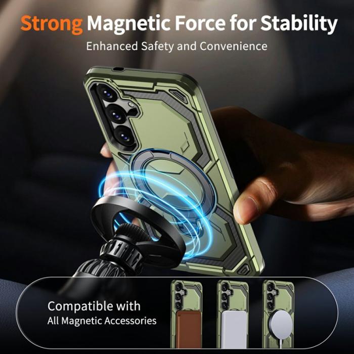 OEM - Mobilskal för Samsung Galaxy S26 Plus Magnetiskt Ring Kickstand PC + TPU - Grön