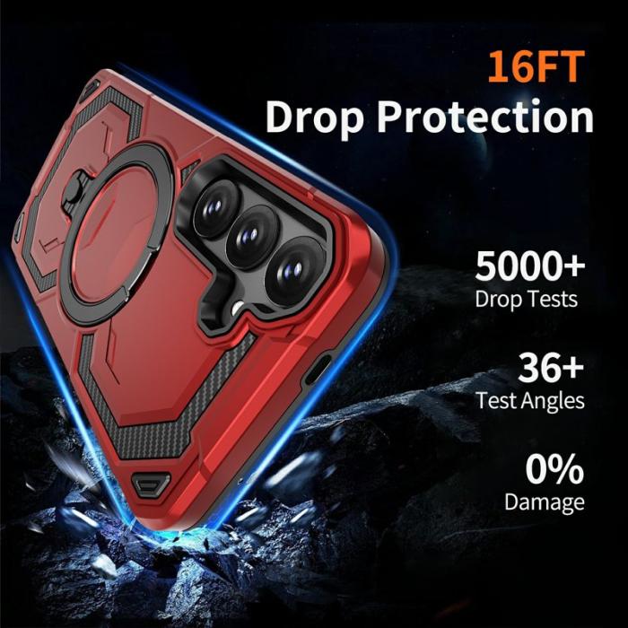 OEM - Mobilskal för Samsung Galaxy S26 Plus Magnetiskt Ring Kickstand PC + TPU - Röd