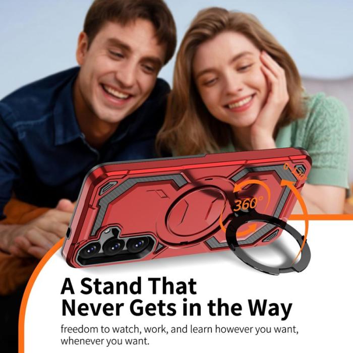 OEM - Mobilskal för Samsung Galaxy S26 Plus Magnetiskt Ring Kickstand PC + TPU - Röd