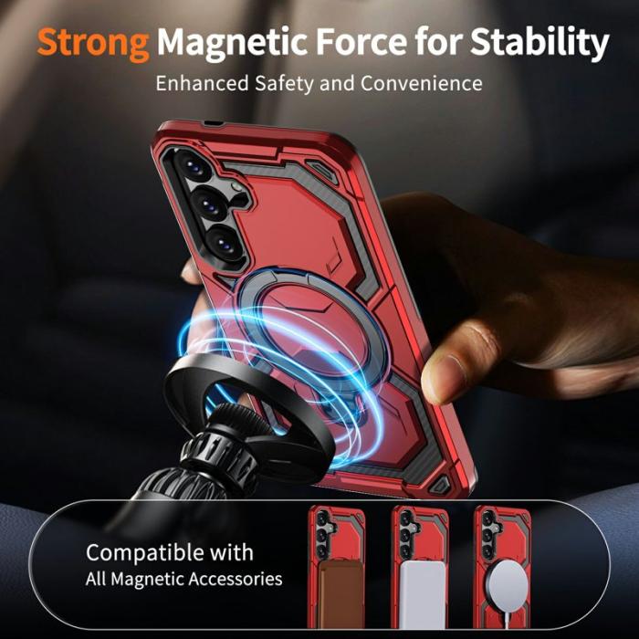 OEM - Mobilskal för Samsung Galaxy S26 Plus Magnetiskt Ring Kickstand PC + TPU - Röd