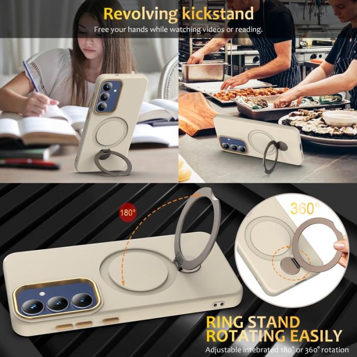 OEM - Mobilskal för Samsung Galaxy S26 Plus Magnetiskt Ring Kickstand Plast - Aprikos