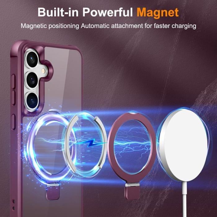 OEM - Mobilskal för Samsung Galaxy S26 Plus Magnetiskt Ringhållare TPU + PC - Vinröd