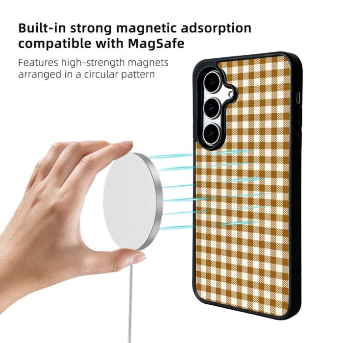 EYCASE - EYCASE Mobilskal för Samsung Galaxy S26 Plus Magnetiskt Akryl Karamellrutigt