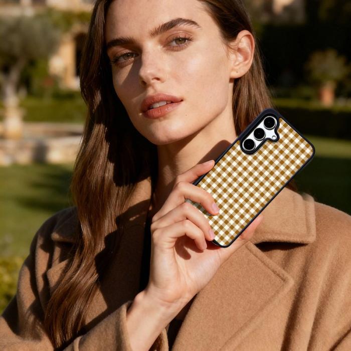 EYCASE - EYCASE Mobilskal för Samsung Galaxy S26 Plus Magnetiskt Akryl Karamellrutigt