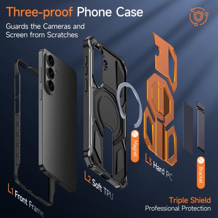 OEM - Mobilskal för Samsung Galaxy S26 Plus Magnetiskt TPU + PC Kickstand - Orange