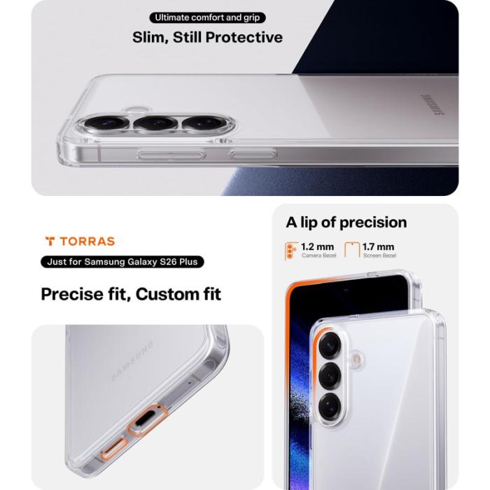 Torras - Torras Mobilskal för Samsung Galaxy S26 Plus Matt PC + TPU - Transparent