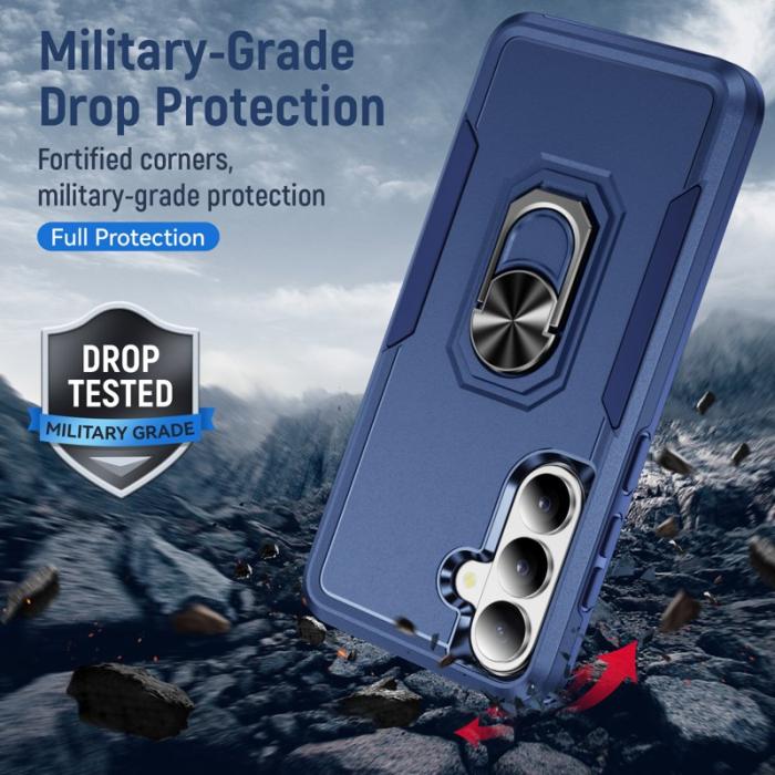 OEM - Mobilskal för Samsung Galaxy S26 Plus Militärklass Ring Kickstand PC + TPU - Blå
